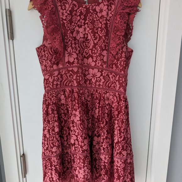 Adelyn Rae Women's Alisa Dusky Rose Lace Cocktail Minidress Size S - Picture 8 of 9